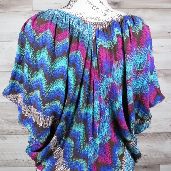 Scott* Women's V-Neck Tie Dolman‎ Sleeves Elastic Waist Blouse~ Size Small - Picture 7 of 14